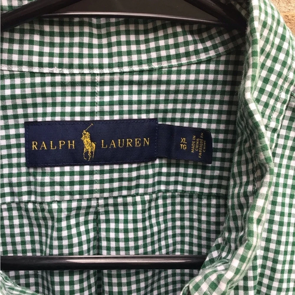Polo by Ralph Lauren Green Checkered Men's Shirt